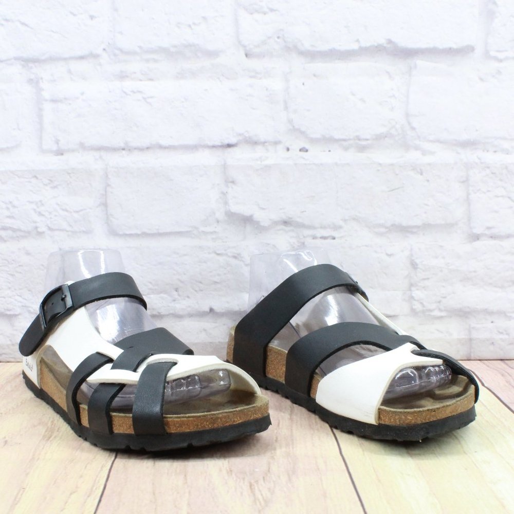 Betula by Birkenstock Black White Leather Open Toe Strappy Sandals Size M 4 L 6 - Picture 3 of 10